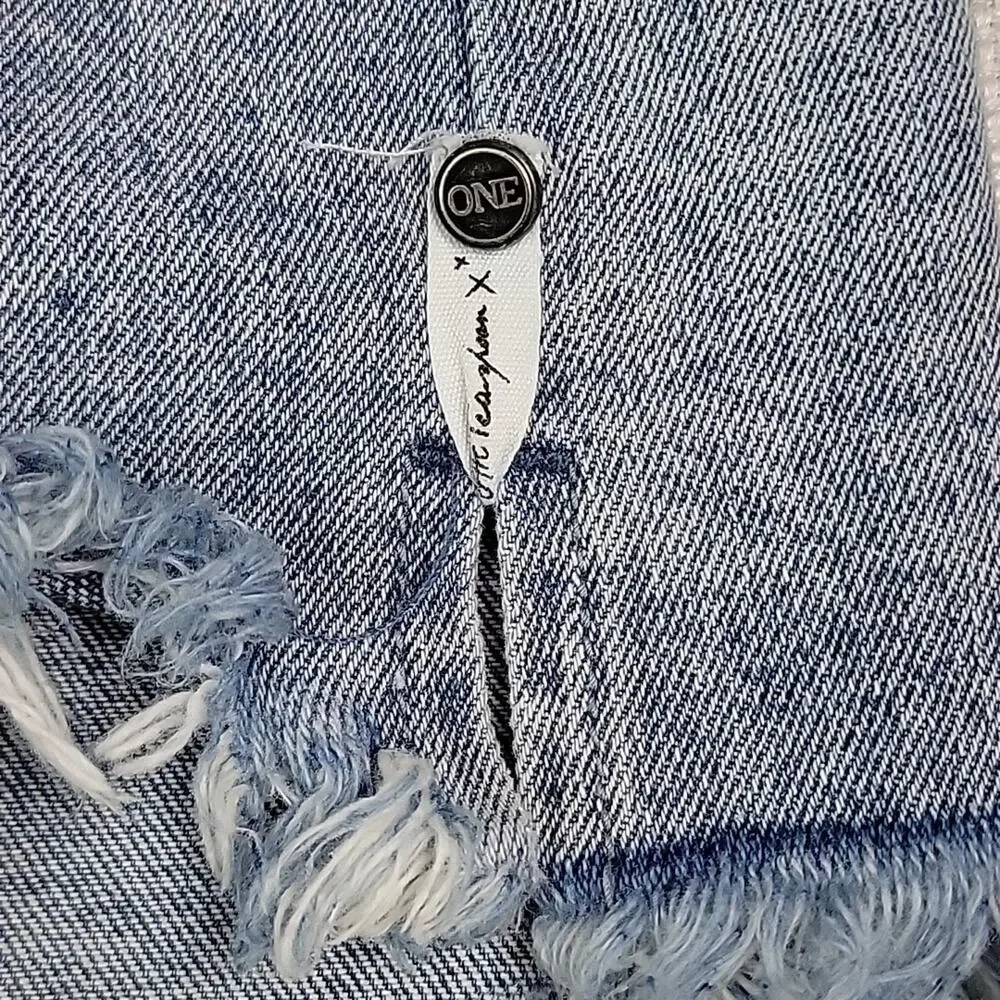 One‎ X One Teaspoon Acid Washed Destroyed Denim Jean Mini Skirt 28